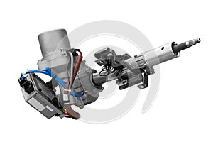 Electric power steering car on a white background