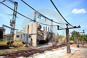 Electric power substation in artillery shelling area