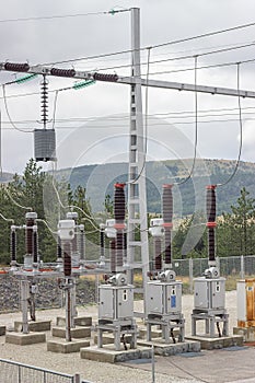 Electric Power Substation with circuit switcher, regulators and