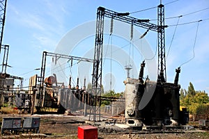 Electric power substation damaged by shelling