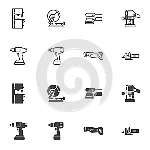 Electric power tools icon set