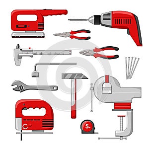 Electric power tools vector illustration.