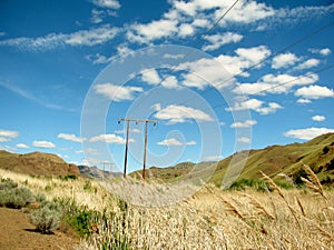 Electric power towers in the field