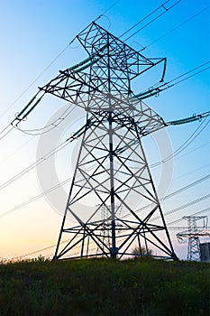 Electric power transmission and grid pylon wires.