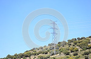 Electric power transmission wire tower Segovia Spain