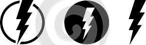 Electric power vector icon, Lightning symbol. Lightning bolt sign. Energy and thunder electricity symbol. Power or fast speed icon