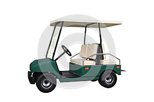 Electric powered golf buggy also used to transport guests at a hotel or resort. Isolated 3d rendering