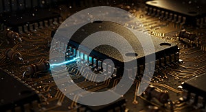 Electric pulse illuminates a central microchip