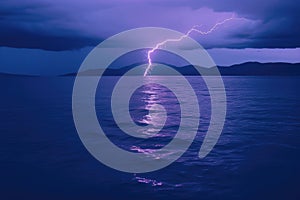 electric purple lightning bolt contrasting with deep blue ocean