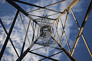 Electric pylon from below