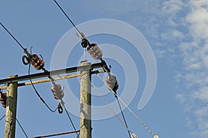 ELECTRICITY CABLE IN BLUE SKY