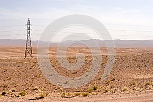 Electric pylon in desert