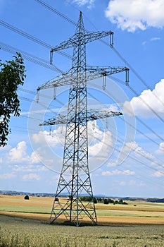 electric pylon in the grain fields