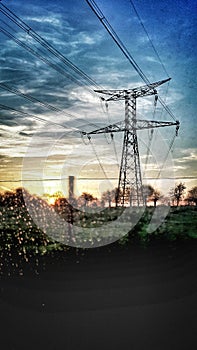 Electric pylon in the morning light