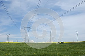 Electric pylons close to windturbines