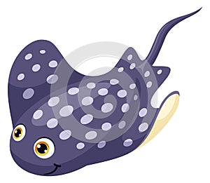 Electric ray fish. Cartoon marine animal character