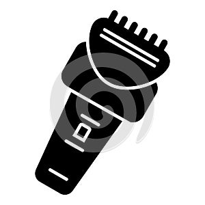 Electric razor vector icon. Black razor illustration on white background. Solid linear icon.