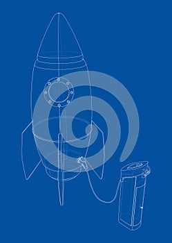 Electric Rocket Charging Station Sketch. Vector