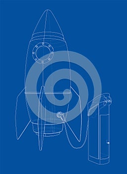 Electric Rocket Charging Station Sketch. Vector