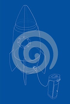 Electric Rocket Charging Station Sketch. Vector