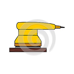 Electric sander icon. For floor and wooden planks sanding Ã¢â¬â¹sandpaper. Outline and line isolated vector clipart.