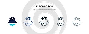 Electric saw icon in different style vector illustration. two colored and black electric saw vector icons designed in filled,