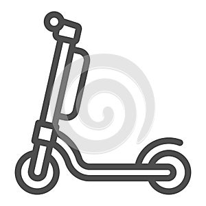 Electric scooter with battery line icon, electric transport concept, kick scooter vector sign on white background