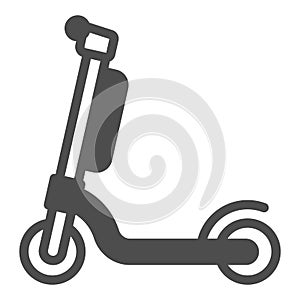 Electric scooter with battery solid icon, electric transport concept, kick scooter vector sign on white background