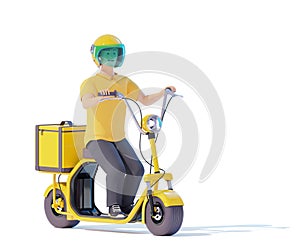 Electric scooter delivery courier with thermal bag