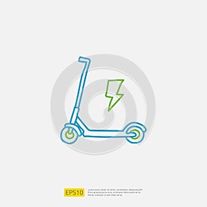 electric scooter doodle icon. electrical vehicle concept sign symbol. Modern city ecological transport vector illustration