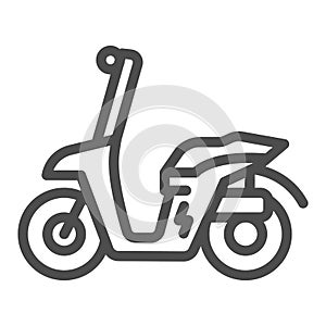 Electric scooter line icon, electric transport concept, motorbike vector sign on white background, outline style icon