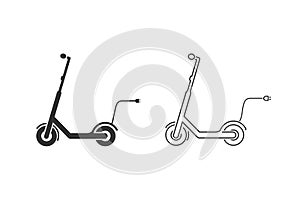 Electric Scooter Line Icon Set Vector Illustration