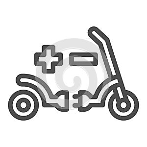 Electric scooter plug and socket line icon, electric transport concept, charge power vector sign on white background