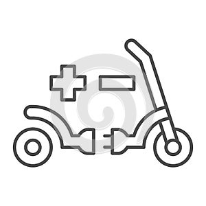 Electric scooter plug and socket thin line icon, electric transport concept, charge power vector sign on white