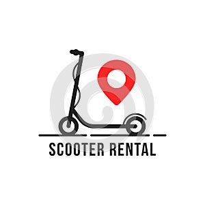 electric scooter rental with red pin photo