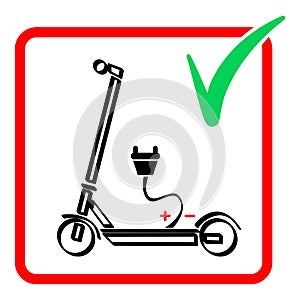Electric scooter vector sign recharge