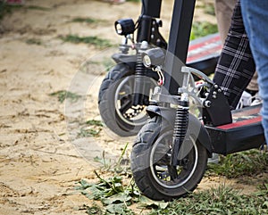 Electric scooter on the vilage road