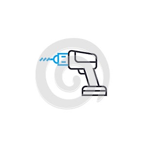 Electric screwdriver vector thin line stroke icon. Electric screwdriver outline illustration, linear sign, symbol