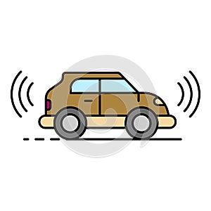 Electric self driving car icon color outline vector