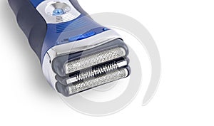 Electric shaver for a man on a white background. Shaving shields concept