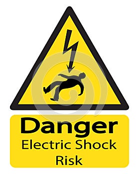 Electric Shock Risk Sign With Man