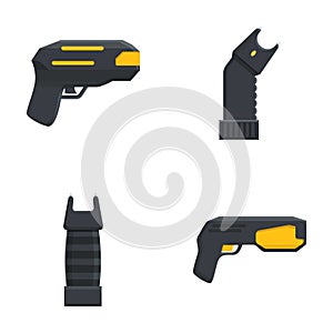 Electric shocker icons set cartoon vector. Electroshock weapon for self defense photo