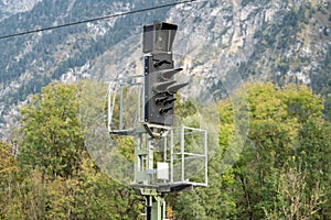 Electric signal traffic light of a railroad