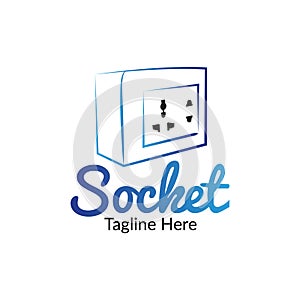 Electric Socket Multi-Function 3 Holes Plug Logo Design Template.