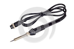 Electric soldering iron with the black handle