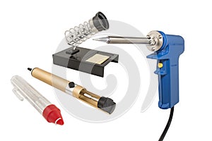 Electric soldering iron and desoldering pump