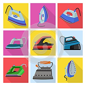 Electric steam iron vector icon.Illustration of isolated flat icon home hot press for clothes. Vector illustration