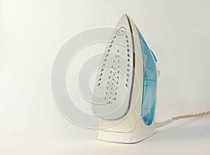 Electric Steam iron on white background. Empty copy space for text