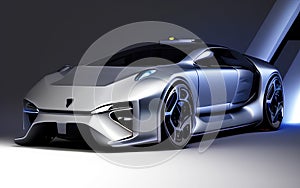Electric supercars, futuristic silver metallic car design, modern sports car photo