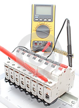 Electric switch on the control panel and multimeter